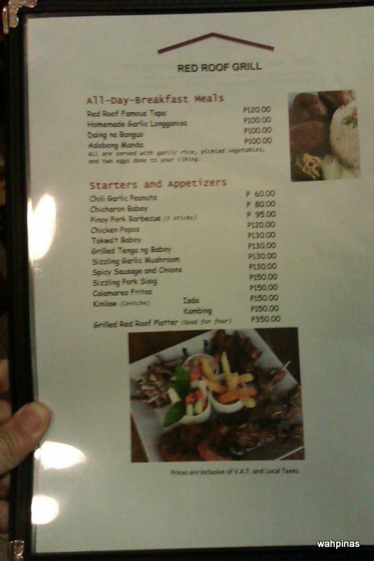 Red Roof Grill Menu 2